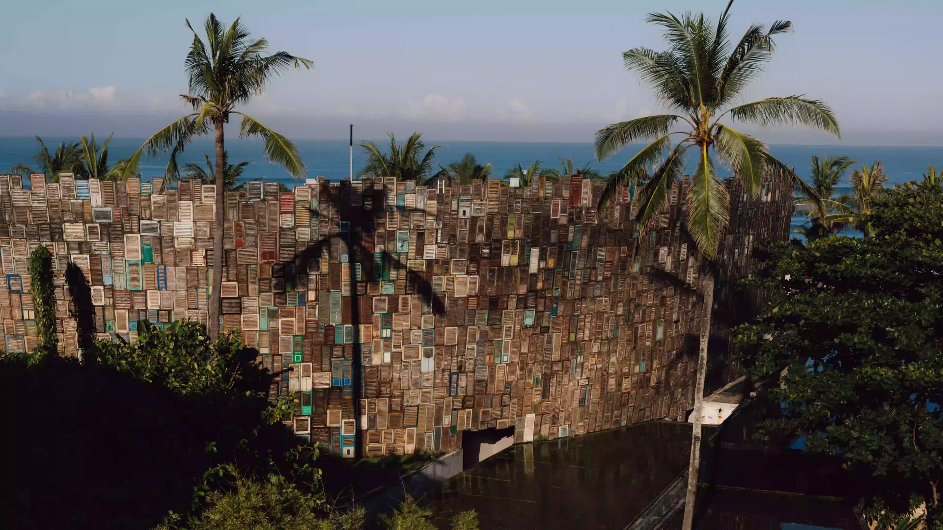 Exterior view of Desa Potato Head Bali, a creative beachfront space in Seminyak featuring the famous Beach Club