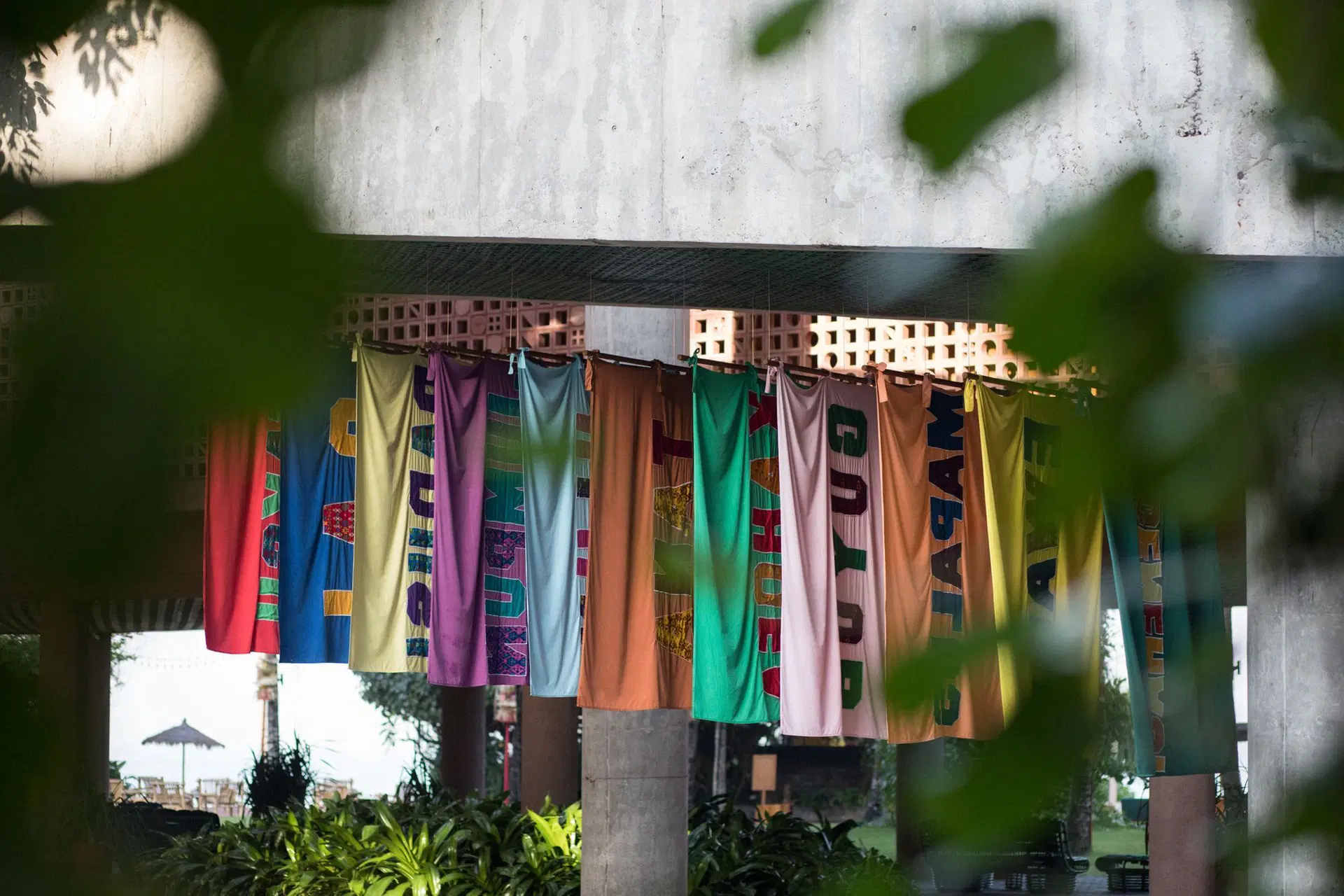 Arahmaiani's The Flag Project (2024) installations at Desa Potato Head Bali